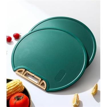 Imagem de Tábua de Corte Redonda com Suporte, Antiderrapante, Anti-mofo, 34x32cm, Verde