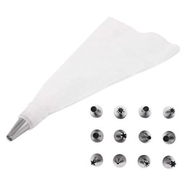 Imagem de Kit Decorador de Confeitaria com 8 Bicos Diversos Saco de Confeitar Acessórios para Bolos e Cupcakes