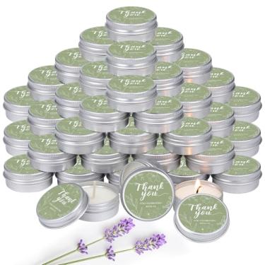 Imagem de MTLEE 50 peças de velas de agradecimento, lembrancinhas de casamento, chá de bebê para convidados 28 g lavanda perfumada cera de soja vela de aromaterapia lembrancinhas para chá de bebê nupcial (verde
