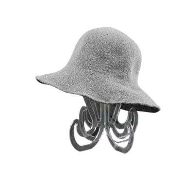 Imagem de YJIUYUANQ Ganchos para chapéus de cor clara, expositor minimalista, cabides de plástico, transparente, 5 conjuntos