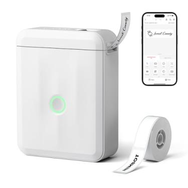 Imagem de Minimáquina de etiquetar NIIMBOT D110 versão atualizada com fita, impressora térmica Bluetooth, etiquetadora de adesivos com vários modelos, organização de escritório, casa, cozinha, escola, branca
