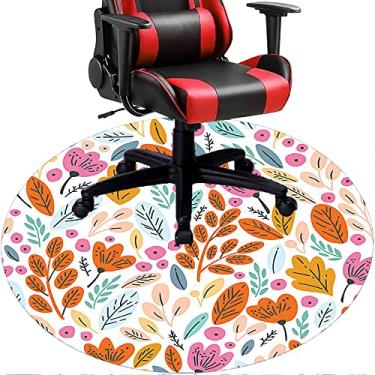 Imagem de Tapete de cadeira de escritório com flores, textura de flor, tapete de cadeira de mesa para piso de madeira de escritório em casa, protetor de piso de pilha baixa, redondo 119 cm