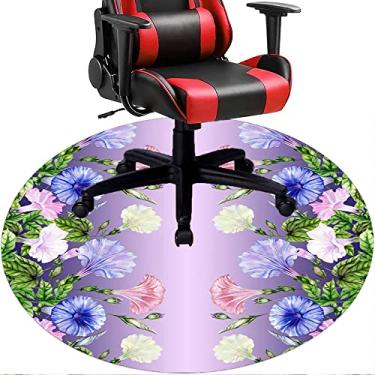 Imagem de Tapete de cadeira de escritório com flores, textura de flor, tapete de cadeira de mesa para piso de madeira de escritório em casa, protetor de piso de pilha baixa, redondo 119 cm