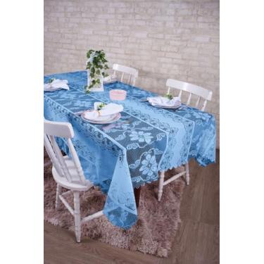 Imagem de Toalha de Mesa Retangular em Renda, 200 x 140 cm, Acabamento a Laser JCM (AZUL)