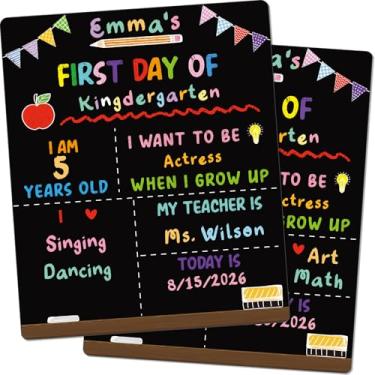 Imagem de Chunful Quadro negro primeiro e último dia de escola lápis de madeira 25,4 cm x 30,5 cm placa de giz de maçã dupla face reutilizável para jardim de infância pré-escolar
