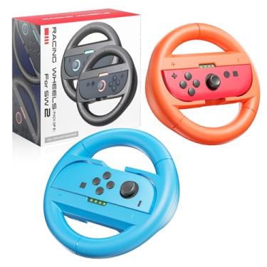 Imagem de 2 Pack Switch2 Steering Wheel,Racing Wheels for Mario Kart 8,Family Use Accessories Compatible with Switch2 JoyCon Controllers (SW2-Blue)