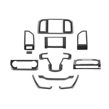 Imagem de Voodonala Para kit de acabamento interno de fibra de carbono F150, 11 peças de console central painel de ar condicionado tampa de ventilação acabamento de volante compatível com acessórios Ford F150