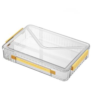 Imagem de Marte Vanci Caixa de armazenamento de plástico com tampa, estojo de projeto portátil com alça, caixa de armazenamento transparente, protetor de documentos, recipiente empilhável para papel carta A4