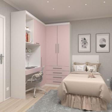 Imagem de Quarto Modulado Solteiro de Canto 3 Peças 4 Portas 4 Gavetas Alpes Luc