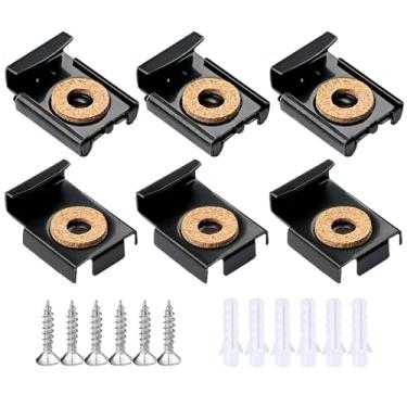 Imagem de DZS ELEC 6 peças de clipe de gancho de espelho de metal com mola para espelho sem moldura com ferramenta de parafuso de âncora de parede oca Suporte de montagem de espelho de vidro para molduras