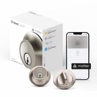Imagem de Level Fechadura inteligente Lock+ (matéria) – Menor e mais avançado do mundo, fechadura Matter-Over-Thread mais chave de casa da Apple – Acesso remoto e sem chave via Apple, Alexa, Google Home
