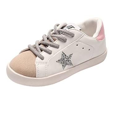 Imagem de XinYiQu Tênis infantil Sparkle Star casual esportivo tênis de corrida para meninos e meninas, rosa, 3 Little Kid