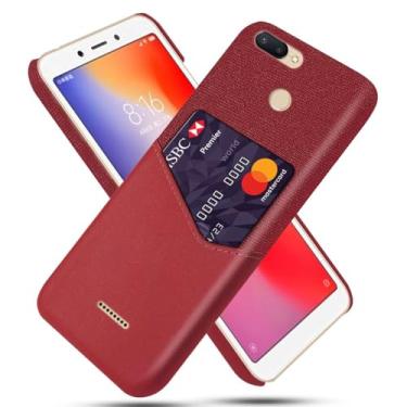 Imagem de Capa para Xiaomi Redmi 6,Tela e tampa de couro PU,Antideslizante,360°cobertura completa à prova de choque com 1 slot de cartão atrás,Prevenção de queda-Red