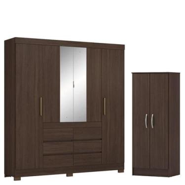 Imagem de Guarda Roupa Casal Cádis com Multiuso Viena Café - Demóbile - Demobile