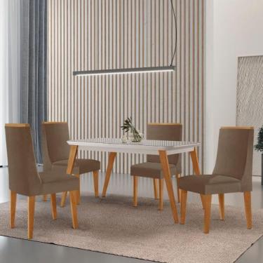 Imagem de Mesa de Jantar Copper 120cm Tampo Canto MDF Vidro com 4 Cadeiras Lisbo