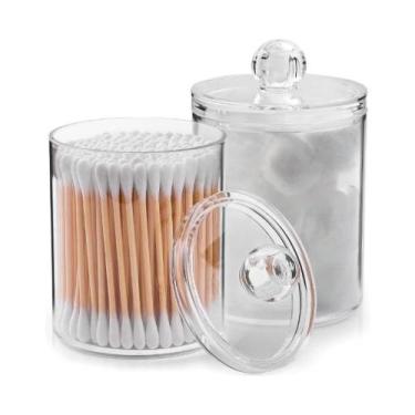 Imagem de Kit 2 Organizador Suporte Acrílico Porta Algodão Cotonete Elástico Cab