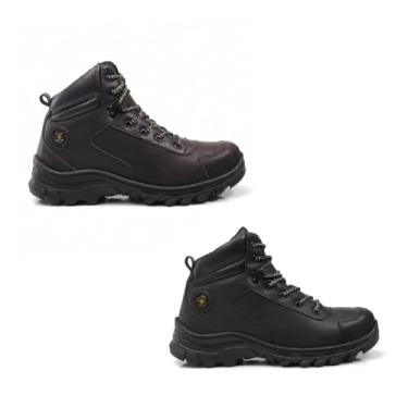 Imagem de Kit 2 Bota Masculina Adventure Resistente Trilha Tracking Confortavel Solado Antiderrapante (Café/Preto, BR, Adulto, Numérico, 44)