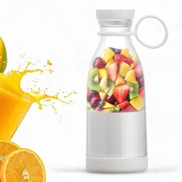 Imagem de Mini Liquidificador 380ml USB Branco Portátil com 6 Lâminas para Sucos e Vitaminas