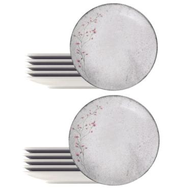 Imagem de Jogo 12 Pratos Fundos 21cm Tramontina Floralis Porcelana Sop