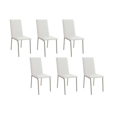 Imagem de Cadeiras De Cozinha Amsterdã C091 Kit 6 Un Niquel/branco 106 - Kappesberg