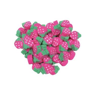 Imagem de 100 peças de contas espaçadoras de argila em forma de fruta de 10 mm, para joias DIY, brincos, colares, suprimentos para fabricação de artesanato (morango vermelho rosa)