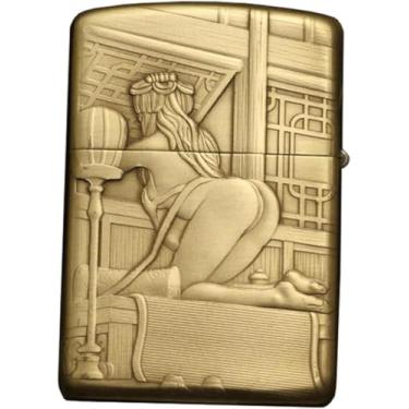 Imagem de Isqueiro à Prova De Vento Em Relevo à Mão De Cobre Vermelho, Tom De Piano Clássico, Design Requintado, Flip-top, Reutilizável, Perfeito Para Acampamentos, Presentes Masculinos, Brass