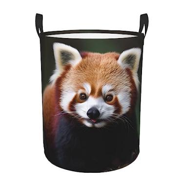Imagem de Cesto de lavanderia de panda vermelho animal dobrável à prova d'água cesto de armazenamento de roupas com alças pano oxford organizador de brinquedos cesta para banheiro, lavanderia, quarto, médio