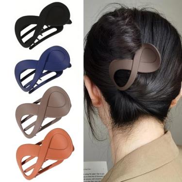 Imagem de 4 peças de grampos de cabelo lisos French Concord para mulheres 8,5 cm grampos de cabelo para cabelo grosso bico de pato grampos de cabelo grampos de cabelo