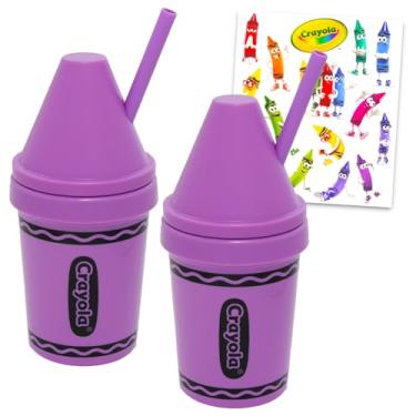 Imagem de Crayola Conjunto de garrafa de água de 368 g - Pacote com 2 copos recarregáveis com canudos para material escolar, esportes, suprimentos de festa, mais copos para aniversário de crianças pequenas