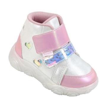 Imagem de Tênis Infantil Feminino com Luz LED e Coração Branco