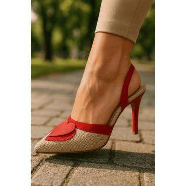 Imagem de Sapato Scarpin Feminino Coração Slingback Social 185 - Mozione, Vermel