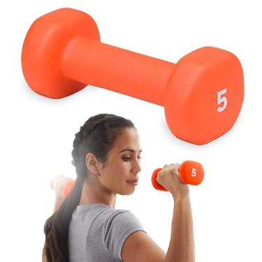 Imagem de Peso da m o com haltere 2,27 kg Haltere de exerc cio revestido de neoprene para equipamentos de academia em casa, treinos, treinamento de for a, pesos livres para mulheres, homens (2,2 kg, laranja)