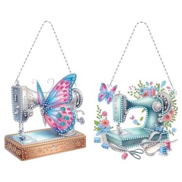 Imagem de Ceitura 2 peças máquina de costura borboleta pintura arte diamante pingente pintura arte diamante decoração de casa