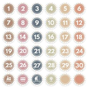 Imagem de WALENGIF Boho Line up Spots for Classroom - 36 peças de adesivos de números para sala de aula, adesivos de chão para salas de aula, forro de volta às aulas, material pré-escolar