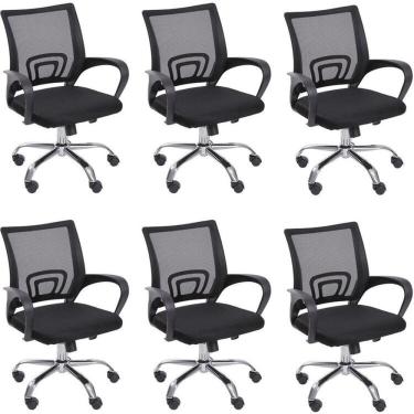 Imagem de Kit 6 Cadeiras para Escritório Diretor Tela Mesh com Relax Tok 3310 Preto