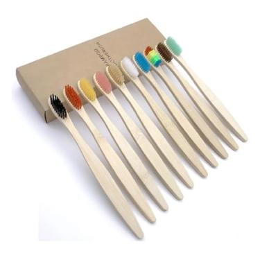 Imagem de Eco Escovas de Dente Sustentável Bambu Ecológicas - Pacote com 10 Unidades Ótimo Custo-benefício Dental Biodegradável