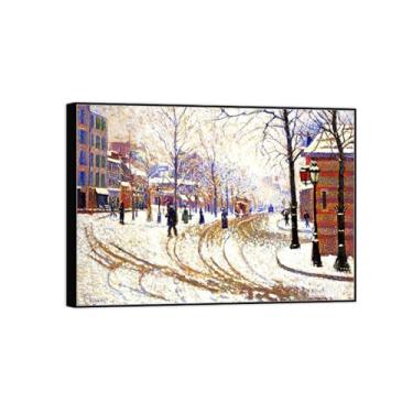 Imagem de Pintura famosa de arte de parede em tela para decoração de casa - Snow Boulevard - Pôster e impressões em moldura preta para sala de estar 70 x 100 cm 27 x 39 pol