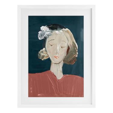 Imagem de Stupell Industries Retrato feminino vintage branco emoldurado com design sob vidro por casa cartissi, 20 x 14