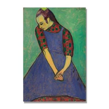 Imagem de NHLDZYH Alexej von Jawlensky, impressão clássica, (avental azul), decoração de parede para cozinha, quarto. 70 x 105 cm apenas tela