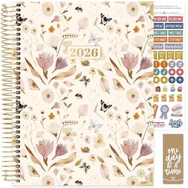 Imagem de bloom daily planners Agenda Hardcover 2026 (janeiro a dezembro) - 21,6 cm x 28 cm Livro organizador de agenda semanal e mensal com adesivos e abas - Jardim de borboletas