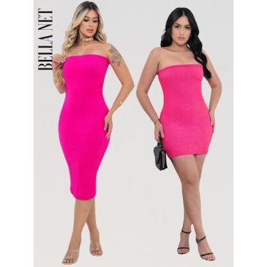 Imagem de Kit 2 Vestido Midi E Curto sem alça Feminino Sem Alça Premium Sem Tran
