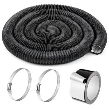 Imagem de Zonon Mangueira de ventilação para secadora de 10 cm x 1,5 m, duto de folha de alumínio flexível não isolado com grampos de aço inoxidável e fita de alumínio para tubos, aquecimento HVAC, ventilação e