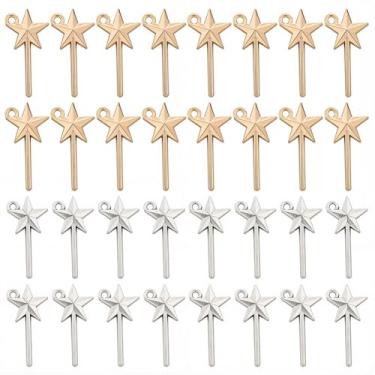 Imagem de SUNNYCLUE 1 caixa, 160 peças, 2 cores, amuletos de varinha mágica, amuleto, varinha de fada, antiga, prata, ouro, estrela, anjo, pingentes para fazer joias, pulseiras, colar, brincos, artesanato, Dia
