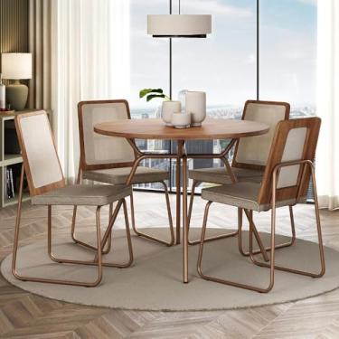 Imagem de Conjunto Sala de Jantar 4 Cadeiras Domani Carraro (Rosê)