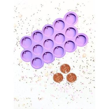 Imagem de R469 molde de silicone paleta círculos furo 3,5cm 15 cavidades resina 