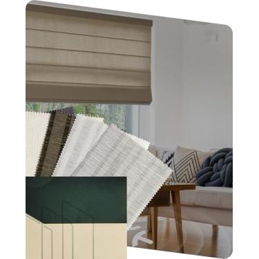 Imagem de Yoolax Persianas Romanas Inteligentes com Filtragem de Luz Romana de Matéria Motorizada para Janelas, Persianas Romanas de Matéria Automática, Amostra de Tecido Multicolorida
