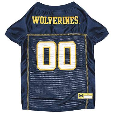 Imagem de Pets First Camiseta de malha NCAA College Michigan Wolverines para cães e gatos, tamanho grande, camiseta licenciada para cães com seu time favorito de futebol/basquete universitário
