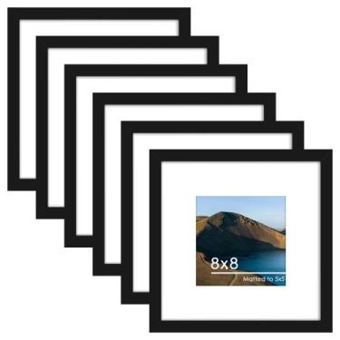 Imagem de Conjunto de 6 porta-retratos PEALSN pretos 8x8 para fotos 5x5 ou 8x8