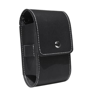 Imagem de Fenteer Estojo para telêmetro de golfe, bolsa de transporte compacta de couro PU, acessório essencial para golfe, armazenamento multifuncional de bolas, Preto