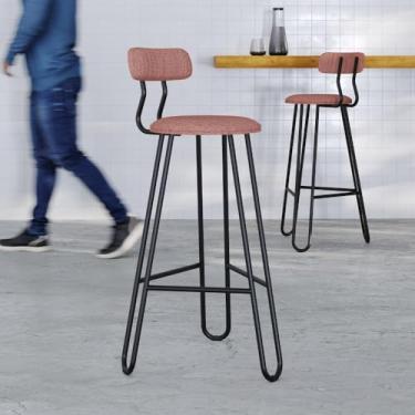 Imagem de Banqueta Alta com Encosto Ginger Tulipa Rosê City - Estr.preta